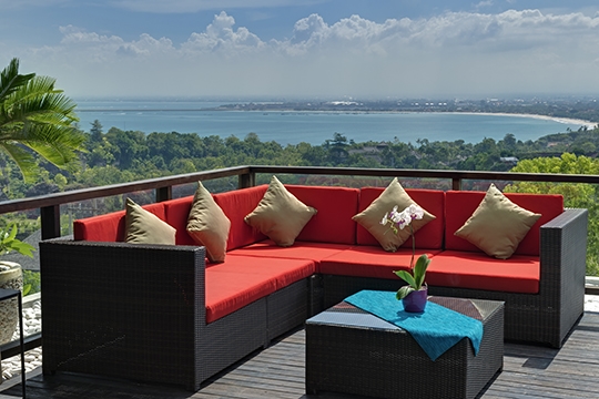 Outdoor sofa with view to Jimbaran Bay